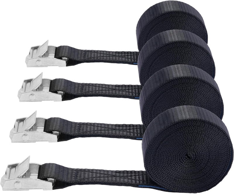 BRUTEBOSE أحزمة ربط، 1" × 10 قدم حزام ربط قابل للتعديل مع مشبك كام لتأمين الأمتعة، عبوة 4 قطع، أحزمة تعبئة ثقيلة للأحمال/الأمتعة/الكاياك/الشاحنة/SUV/حامل السقف للسيارة - Image 1